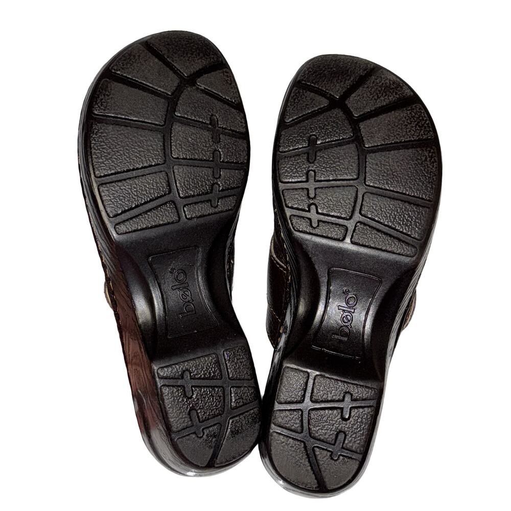 Bølo Brown Leather Buckle Clogs Size 7 EU 38 Slip-On Comfort Mule Sandals - Picture 9 of 9
